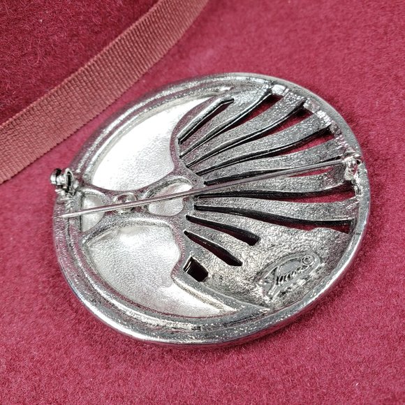 Vintage ‘80s Tona Crescent Moon Art Deco Brooch - Picture 6 of 7